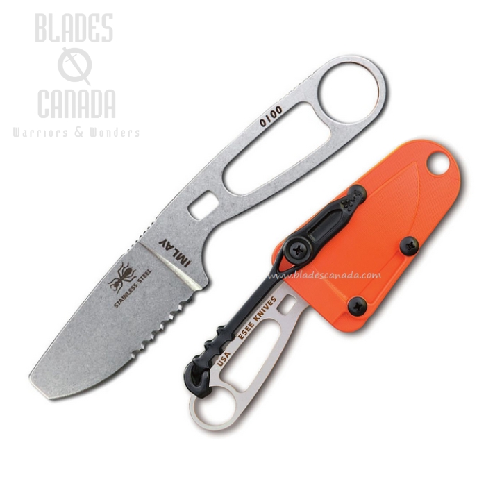 (image for) ESEE Imlay Fixed Blade Rescue Knife, 440C Steel, Orange Sheath, IMLAYOR